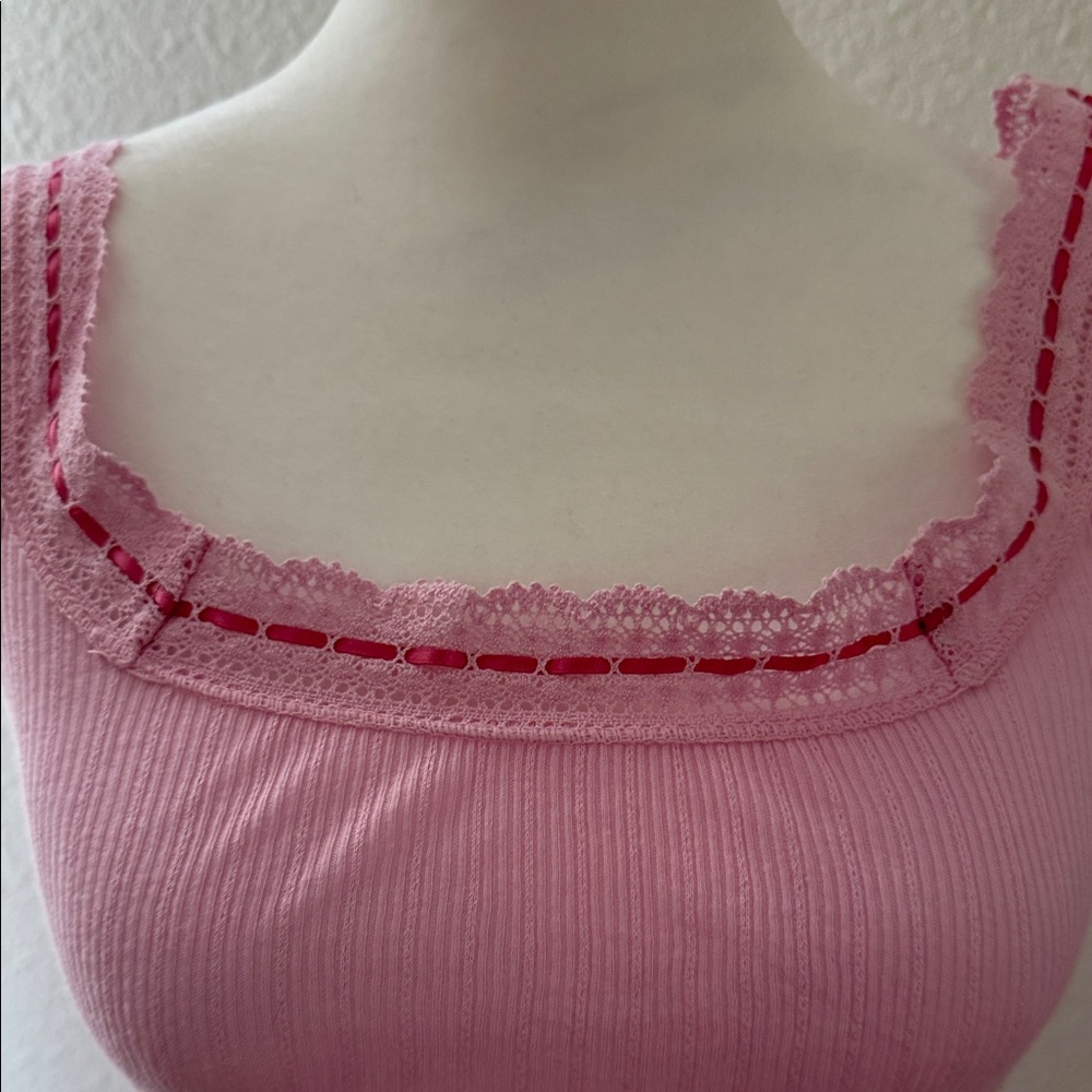 Free People Pink Lace-Trimmed Camisole - Picture 4 of 6